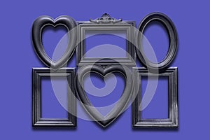 Decorative dark photo frames on a color trendy background