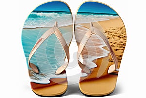 Decorative designer thongs or flip flops on white background