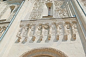 Decorative details of St Demetrius Cathedral, Vladimir, Russia