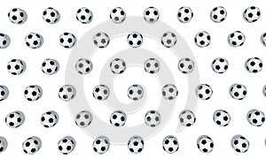 Decorative digital background with many soccer balls isolated on white