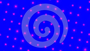 Decorative digital desigh elements, colorful stars rotating slowly on blue background, seamless loop. Animation