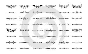 Decorative dividers. Hand drawn border ornaments for greeting cards and posters, scrapbooking templates. Underlines with