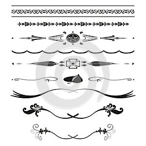 Decorative dividers set. Floral elements design. Calligraphic ornaments. Vector illustration. EPS 10.