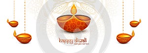 Decorative diwali diya festival banner card background