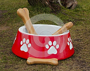 Decorative dog bowl with bones