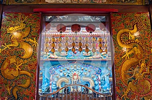 Decorative doors inside The temple of Enlightenment, Kaohsiung,