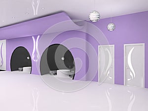 Decorative doors in violet modern interior