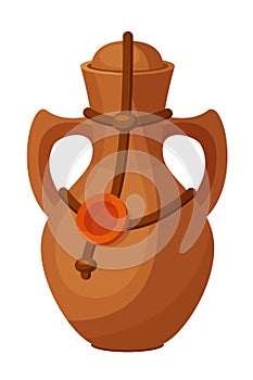 Decorative earthenware jug for drinks on religious holiday of Hanukkah.