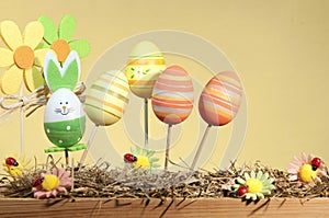 Decorative easter decorations on a stick, Happy Easter