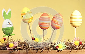 Decorative easter decorations on a stick, Happy Easter