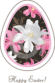 Decorative Easter egg. Festive floral design