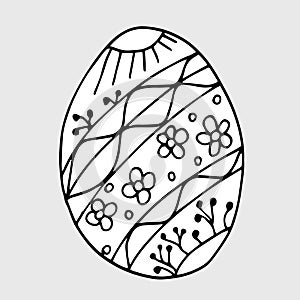 Decorative Easter egg. Vector illustration drawn in doodle style.