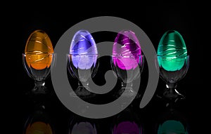 Decorative Easter Eggs in a Row - On Black