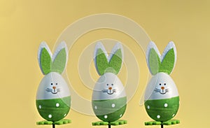 Decorative Easter rabbits on a stick, Happy easter