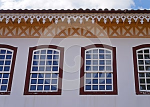 Decorative eaves on colonial house in historical city of Serro, Minas Gerais photo