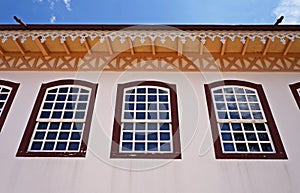 Decorative eaves on colonial house, Serro, Brazil photo