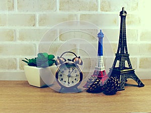Decorative eiffel tower and different home decor related objects
