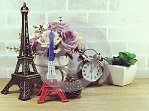 Decorative eiffel tower and different home decor related objects