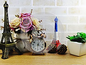 Decorative eiffel tower and different home decor related objects