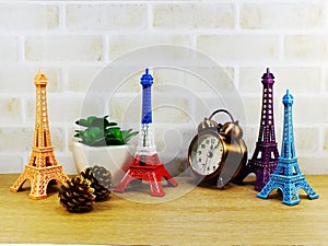 Decorative eiffel tower and different home decor related objects