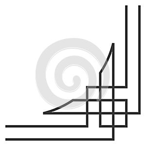 Decorative elegant corner. Black line ornament element