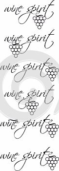 Decorative element divider separator and text break set with grape brunch, wine elements and logo