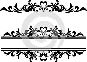 Decorative Element, Fancy Underline, Floral Divider Line, Ornamental Swirl Border, Flourish