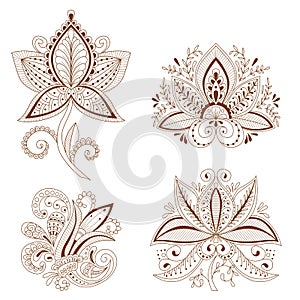 Decorative element henna style collection.