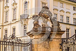 Decorative elements of the facade of a government building in Prague, Czech Republic photo