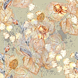 Decorative elements on light background. Floral seamless pattern for design.