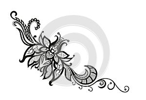 Decorative elements of a pattern of flowers, leaves and curls