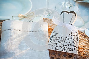 Decorative elements serving wedding table