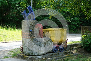 Decorative entrance to the shaft furnace battery from 1871 for the production of quicklime. Rüdersdorf near Berlin, Germany