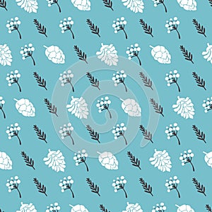 Decorative Evergreen Leaves and Pine Cone Pattern