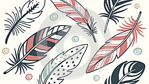 Decorative feather pattern, boho style design, light and airy texture vector design Generative AI photo