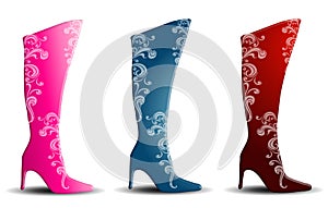 Decorative Female Boots With Heels