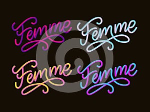 decorative femme text lettering calligraphy 3D brush slogan