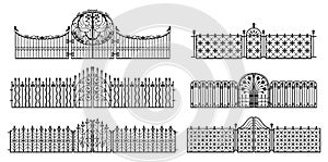 Decorative fences and gates. Vector