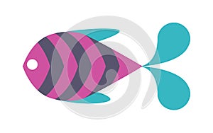 Decorative Fish flat icon vector on white background.