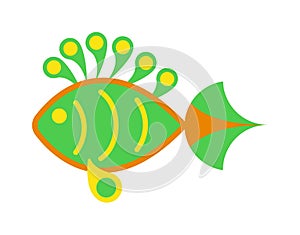 Decorative Fish flat icon vector on white background.