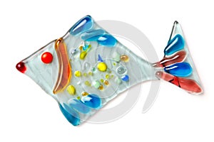 Decorative fish made of colored glass fusing technology