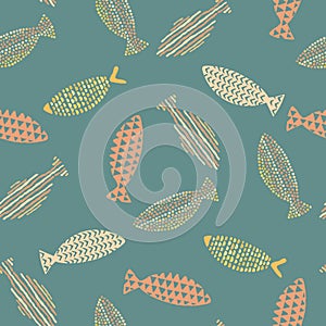 Decorative fishes pattern seamless