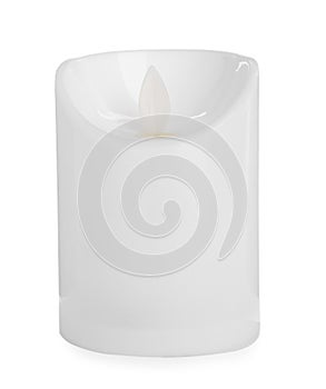 Decorative flameless LED candle isolated on white