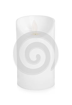 Decorative flameless LED candle isolated on white