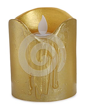 Decorative flameless LED candle isolated on white