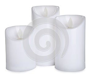 Decorative flameless LED candles on white