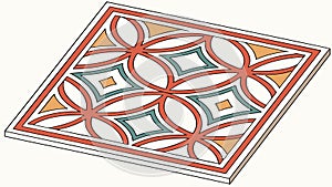 Decorative Floor Tile: Isometric Geometric Pattern, vector design Generative AI