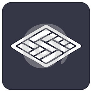 Decorative floor tile pattern design illustration graphic in white over dark background