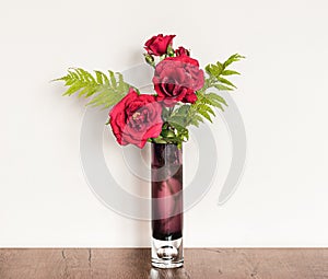 Decorative Floral Composition with Fresh Red Roses