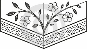 Decorative Floral Corner with Geometric Pattern Border, vector design Generative AI